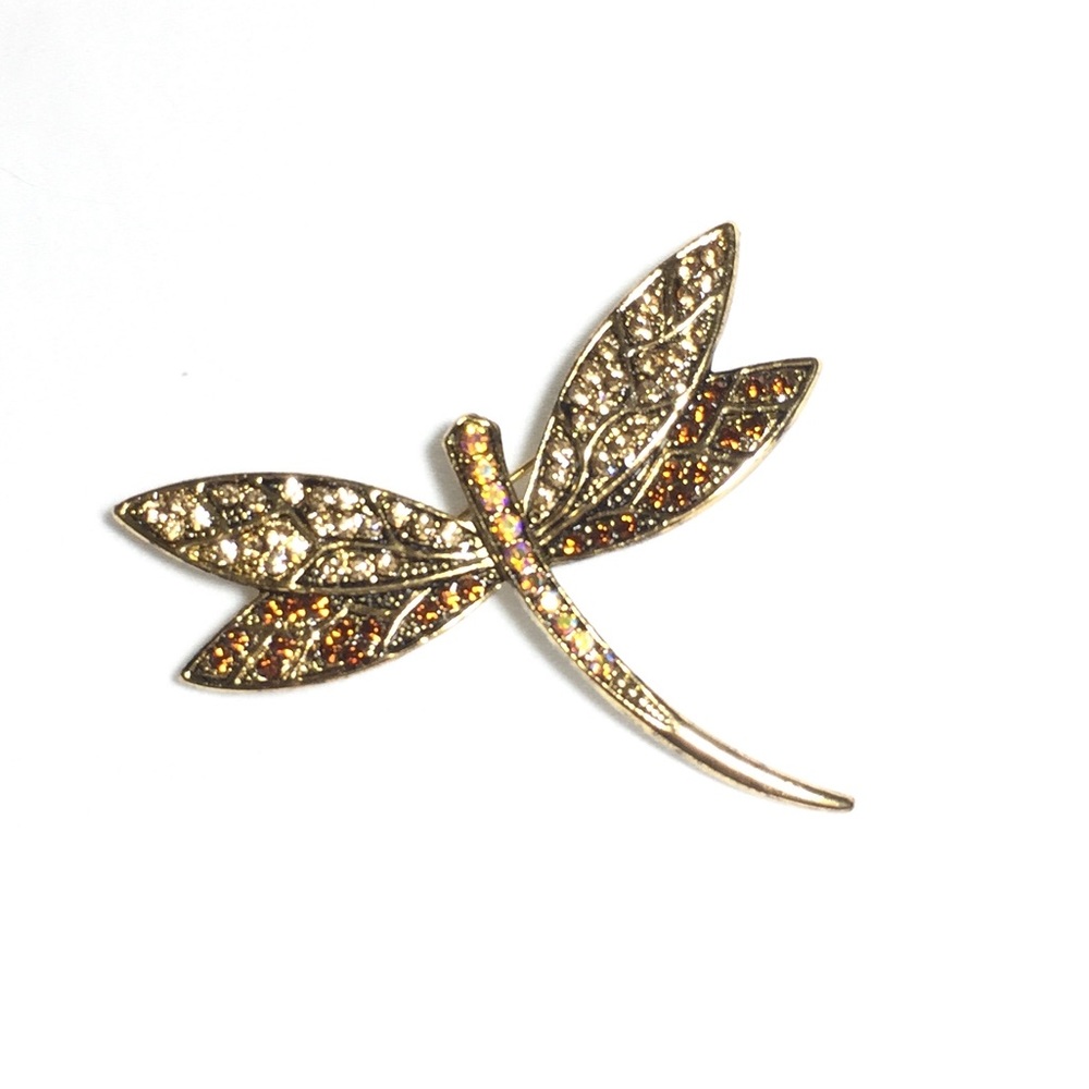 Rhinestone Dragonfly Brooch Pin